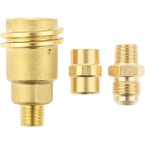 Aupoko QCC1 Nut Propane Gas Fitting Adapter Kit, Propane Gas Fitting Adapter Includes 1/4" x 1/4" NPT Coupler and 3/8" Flare x 1/4" Male Fitting(3Pcs, Brass)