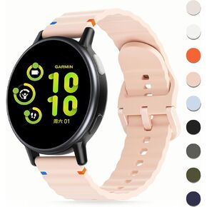Silicone Bands Compatible with Garmin Vivoactive 5 Watch Band/Garmin Venu/Sq Women Men, Soft Wave Rubber Strap for Forerunner 165/55/245/645 Quick Release Wristband with Decorative Woven Line