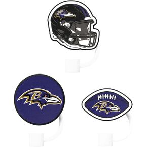 FOCO Baltimore Ravens NFL 3 Pack Primary Logo Straw Toppers