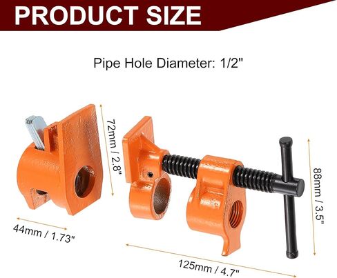 Harfington 2PCS Clamp Thipture 1/2 "Black Pipe Steel Clamp Clamp Wood Gluing Pipe Clamp Tool Tool Arm Wordworking Tool for Glating and Prilling in Kuwait
