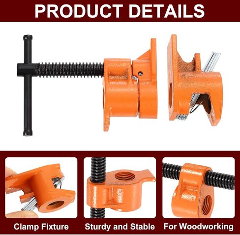 Harfington 2PCS Clamp Thipture 1/2 "Black Pipe Steel Clamp Clamp Wood Gluing Pipe Clamp Tool Tool Arm Wordworking Tool for Glating and Prilling in Kuwait