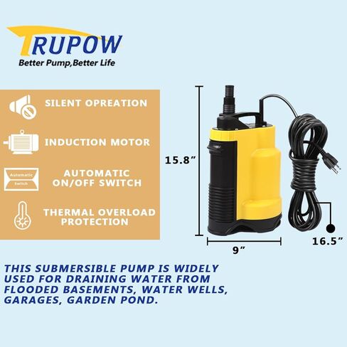 110 فولت 1/2HP 2200GPH فائدة خواصة الصرف الصحي الكهربائية صرف مياه الصرف الصحي نظيفة/نقل المياه القذرة مضخة الحوض مع بنيت في التبديل/إيقاف التشغيل التلقائي in Kuwait