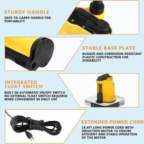 110 فولت 1/2HP 2200GPH فائدة خواصة الصرف الصحي الكهربائية صرف مياه الصرف الصحي نظيفة/نقل المياه القذرة مضخة الحوض مع بنيت في التبديل/إيقاف التشغيل التلقائي in Kuwait