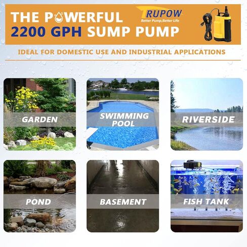 110 فولت 1/2HP 2200GPH فائدة خواصة الصرف الصحي الكهربائية صرف مياه الصرف الصحي نظيفة/نقل المياه القذرة مضخة الحوض مع بنيت في التبديل/إيقاف التشغيل التلقائي in Kuwait