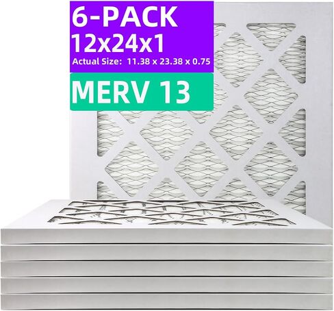 12x24x1 MERV 13 (6 عبوات) فلتر هواء مطوي (الحجم الفعلي: 11.38 بوصة × 23.38 بوصة × 0.75 بوصة) MPR 1900 & FPR 10، مرشحات هواء الفرن in Saudi Arabia