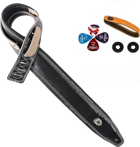 Full Grain Cowhide Leather Guitar Strap Thickened Air Cushion Padded Strap for Acoustic Electric Guitar Bass in Kuwait