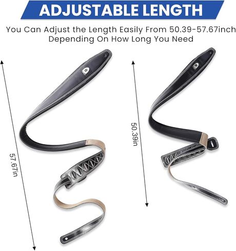 Full Grain Cowhide Leather Guitar Strap Thickened Air Cushion Padded Strap for Acoustic Electric Guitar Bass in Kuwait