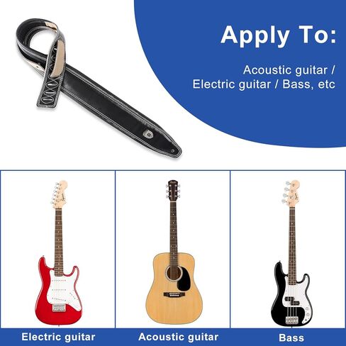 Full Grain Cowhide Leather Guitar Strap Thickened Air Cushion Padded Strap for Acoustic Electric Guitar Bass in Kuwait