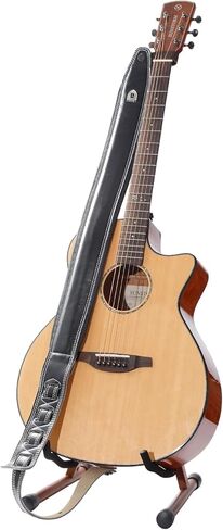 Full Grain Cowhide Leather Guitar Strap Thickened Air Cushion Padded Strap for Acoustic Electric Guitar Bass in Kuwait