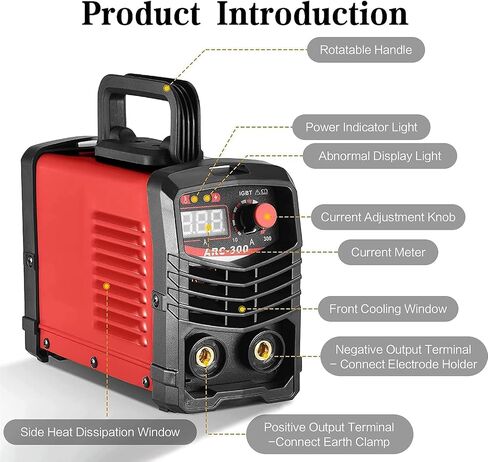 آلة اللحام 110 فولت ، IGBT العابر لحام اللحام الشاشة الرقمية 300A ARC ، LCD بداية ساخنة مع حامل القطب ، الأسلاك ، ملقط ، سلك الأرض ، مقطع ، قناع (قياسي) in Saudi Arabia