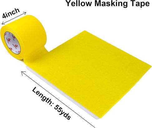 BOMEI PACK Wide Painters Tape, Yellow Painting Tape 6 Inches x 55 Yards, 3D Printing Tape, Wide Masking Tape for Painting, Craft Art, Label, Packing, Office, School, Home (6'' x 55 Yards) in Saudi Arabia