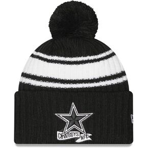 New Era Men's Dallas Cowboys 2022 Sideline Cuffed Pom Knit Hat - Black