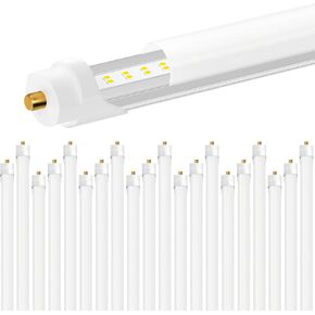 8ft LED Bulbs，LED Tube Light 8 Foot 45W 6000lm 6500K, Super Bright,T8 T10 T12 Single Pin FA8 Lights, Milky Cover,8 Foot LED Bulbs to Replace Fluorescent Light Bulbs(Pack of 20)