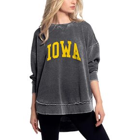 Chicka-d NCAA Iowa Hawkeyes Womens Burnout Fleece Sweatshirt, Charcoal, Large (480_TC_CA)