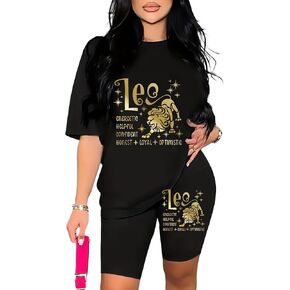 Womens 2 Piece Graphic Outfit Short Sleeve Top and Shorts Set Crew Neck Casual Summer Tracksuit