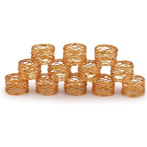 Kaizen Casa Gold Round Napkin Rings Décor Dinner Party Wedding or Every Day Use for Table Decorations, Wedding, Dinner, Party, Set of 12