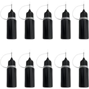 10PCS Plastic Needle Cap Pigment Dispenser Bottle 10ml Caulking Adhesive Syringe Bottle Tip Applicator Bottle Used to Fill with a Variety of Liquids Oil Glue Glaze Paint Black