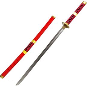 damdos Halloween Prop 40" Katana Weapon Cosplay Sword Roronoa Zoro PU Rubber Samurai Swords Birthdays Gifts (Red)