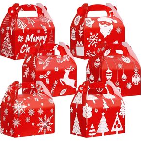 Moretoes 24pcs Christmas Treat Boxes, 3D Xmas Cookie Boxes, Small Gift Wrap Boxes for Candy, Cookie Boxes, Holiday Party Favor Supplies, Christmas Goodie Boxes for Gift 6x3.5x6in