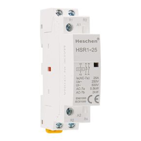 Household AC Contactor, HSR1-25, Ie 25A, 2 Pole Two Normally Closed, AC24V Coil Voltage, 35mm DIN Rail Mount