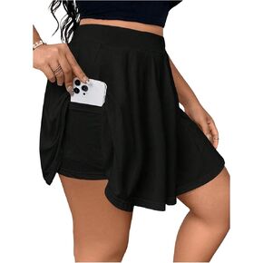 MakeMeChic Women's Plus Size Tennis Skirt A Line Elastic Waist Skorts Ruffle Athletic Shorts Black 1XL in Saudi Arabia