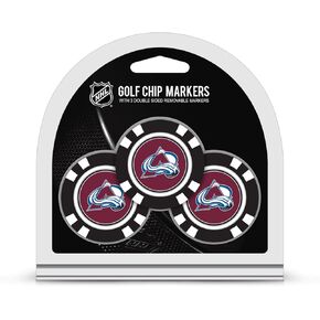 Team Golf NHL Colorado Avalanche 3 Pack Golf Chip Ball Markers, Poker Chip Size with Pop Out Smaller Double-Sided Enamel Markers