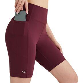 Women's Workout Shorts with Pockets, Spandex Biker Shorts, Above Knee Length High Waist, Shorts for Tummy Control