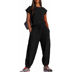 Glamaker Women's Casual Sleeveless One Piece Jumpsuits Loose Open Back Workout Onesie Summer Outfits