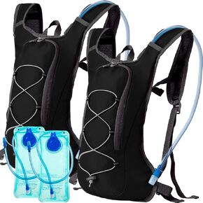 Wesiti 2 Pack Hydration Backpack Pack with 2 Pcs 2L Hydration Bladder Hiking Backpack with Water Bladder Running Water Backpack Water Pack for Hiking Cycling Bicycle Bike Climbing (Black)