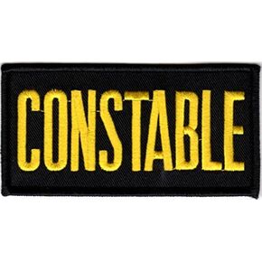 Constable Chest Patch - 4 x 2 - Med. Gold Lettering - Black Backing - Hook Backing Y