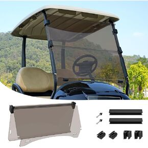 Golf Cart Windshield, Club Car Windshield with Windshield Clips Suitable for 2004-Up Club Car Precedent, Onward, Tempo Golf Carts, PC UV Resistant, Foldable Tinted Windshield Replacement