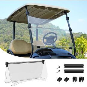 Golf Cart Windshield, Golf Cart Foldable Windshield Suitable for 2004-Up Club Car Precedent, Onward, Tempo Golf Carts, Foldable Clear Windshield Replacement, PC UV Resistant