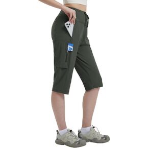 BALEAF 15'' Long Shorts for Women Hiking Knee Length Quick Dry Cargo Capri Pants Bermuda Stretchy Lightweight