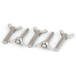 uxcell a16060600ux0216 M8 1.25mm Pitch 304 Stainless Steel Butterfly Wing Nut Screw Metric 5pcs