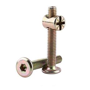 10pcs M6 Carbon Steel Furniture Bolts with Barrel Nuts Dowel Nut Connector Fastener, Plain Finish(60mm)