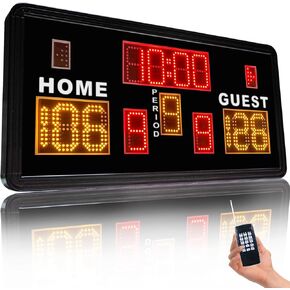 Large Electronic Scoreboard, Basketball Scoreboard with Timer, Digital Scoreboard with Remote, Score Keeper with Buzzer