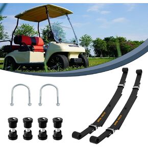 Golf Cart Heavy Duty 4-Leaf Rear Spring Kit for Club Car DS 1981-Up Gas & Electric Models, Set with Bushings Sleeves and U Bolt Kit, Replacement OEM 1011149 1012618 1014675 102006501