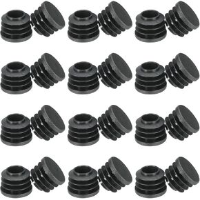 PATIKIL Round Plastic Hole Plugs 7/8inch, 24 Pack Pipe Tubing End Cap for Round Metal Tubing Furniture Chair Leg Fence Post Pipe, Black