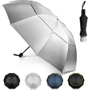 Kalolary 47 Inch Travel Compact Windproof Umbrella, Double Canopy Vented Waterproof Stick Umbrellas for women & men
