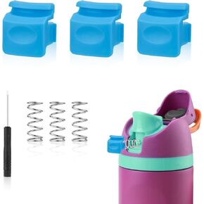 3pcs Replacement Button Compatible with Owala FreeSip 24oz 32oz, Water Bottle Lid Mouth Push Switch Top Cap Seal Stopper Replacement Parts for Owala 16/19/24/32/40oz Accessories(Lake Blue)
