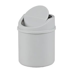 Mini Swing Lid Trash Can, Tiny Swing Top Garbage Can, 0.5 Gallon Desktop Trash Can, Grey
