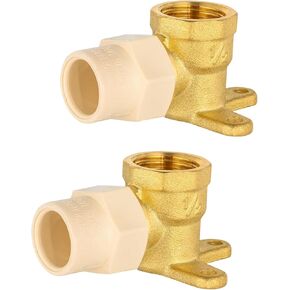 (Pack of 2) EFIELD 1/2" CPVC Slip X 1/2" Female NPT Brass Drop Ear Elbow, No Lead Brass