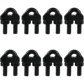 Wealrit 8 Pcs 1/4 Inch M6 Wire Rope Clamps Stainless Steel Cable Clip Clamps Black U Bolt Saddle Fastener