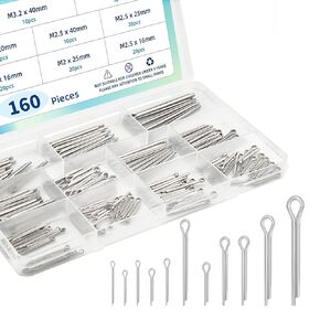 160 Pieces Cotter Pins Stainless Steel Split Pin, 11 Sizes Cotter Pin Assortment Kit, Towing Hitch Clips & Pins for Automotive, Mechanics, Trucks, Lawn Mower, Marine, Small Engine Repair