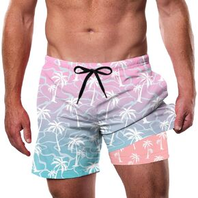 شورت سباحة رجالي مع بطانة مضغوطة مقاس 5.5 بوصة، شورت سباحة سريع الجفاف مقاس S-XXL