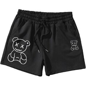 SOLY HUX Men's Cartoon Print Drawstring High Waisted Sweat Shorts Casual Summer Track Shorts with Pocket