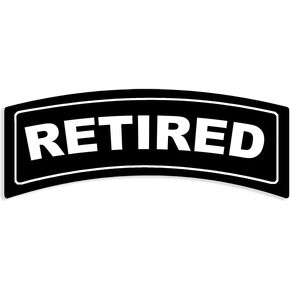 Retired Black Tab Shaped Sticker (Military Veteran Served Vet Vinyl Decal for Cars, Trucks, and Laptop (2.5 x 6 inch)