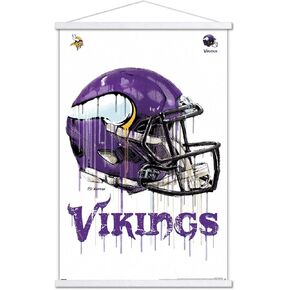 Trends International NFL Minnesota Vikings - Drip Helmet 20 Wall Poster, 22.375" x 34", Print and White Hanger Bundle