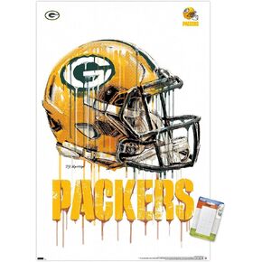 Trends International NFL Green Bay Packers - Drip Helmet 20 Wall Poster, 22.375" x 34", Premium Poster & Mount Bundle