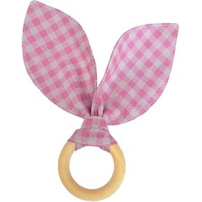 Set of 4 Bunny Ears Napkin Rings (Plaid Rose Grey)
